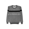 Ανδρικό πλεκτό ριγέ βαρέων βαρών Intarsia Crewneck πουλόβερ